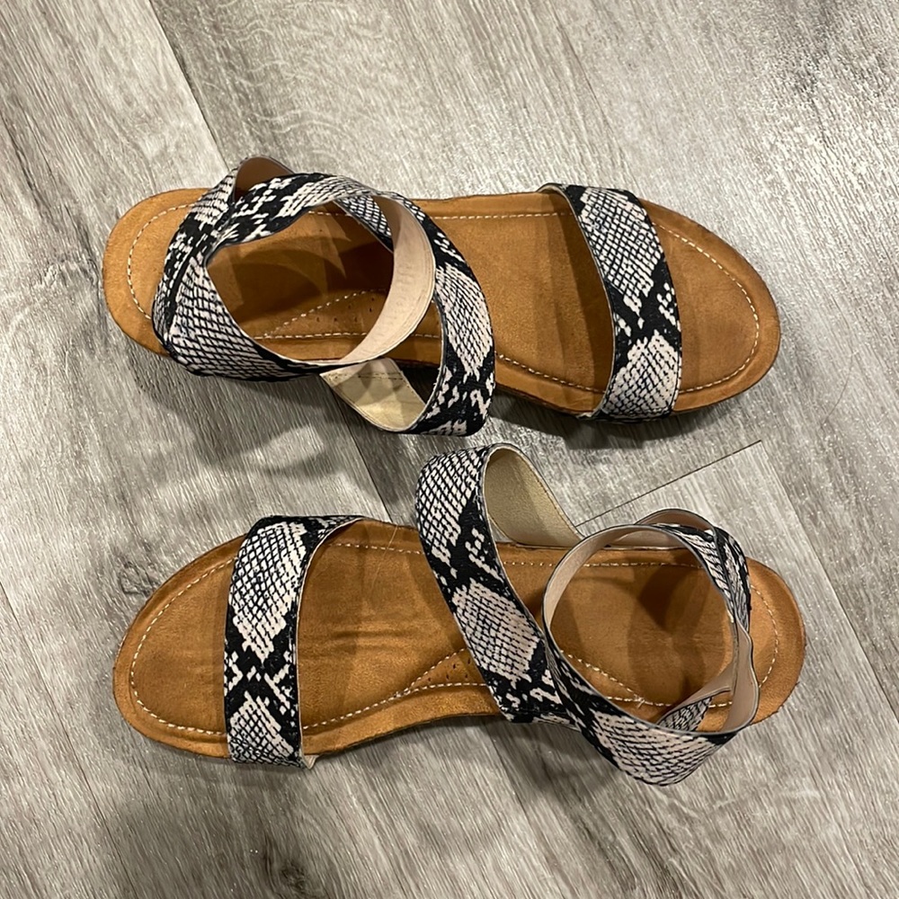 madden girl strappy snakeskin wedges